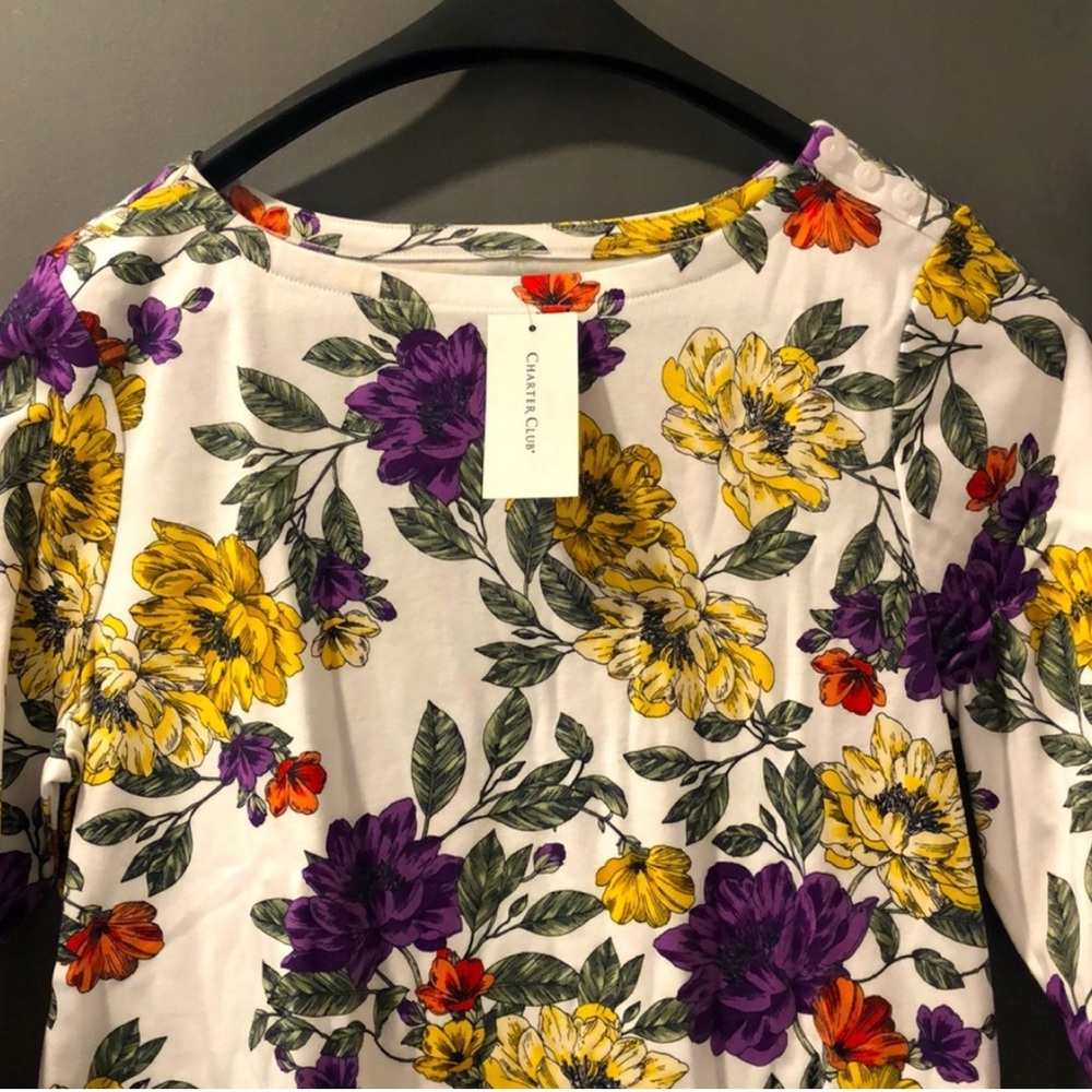 Charter Club 3/4 Pima Boat Blouse
